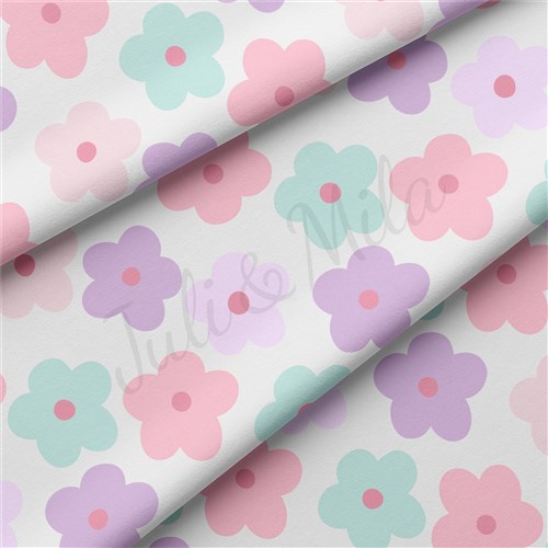 Floral Flowers Double Brushed Polyester Fabric Jersey Stretchy Soft Polyester Stretch Fabric