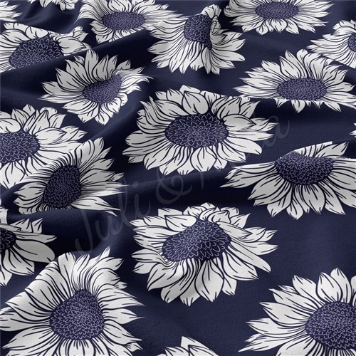 Floral Flowers Double Brushed Polyester Fabric Jersey Stretchy Soft Polyester Stretch Fabric