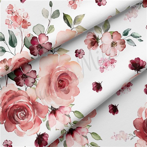 Floral Double Brushed Polyester Fabric Jersey Stretchy Soft Polyester Stretch Fabric