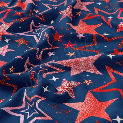 4th of July Patriotic Double Brushed Polyester Fabric Jersey Stretchy Soft Polyester Stretch Fabric