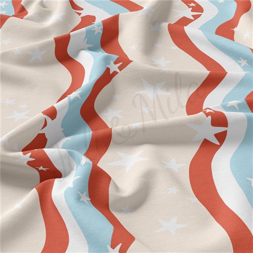 4th of July Patriotic Double Brushed Polyester Fabric Jersey Stretchy Soft Polyester Stretch Fabric