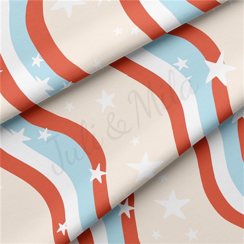 4th of July Patriotic Double Brushed Polyester Fabric Jersey Stretchy Soft Polyester Stretch Fabric