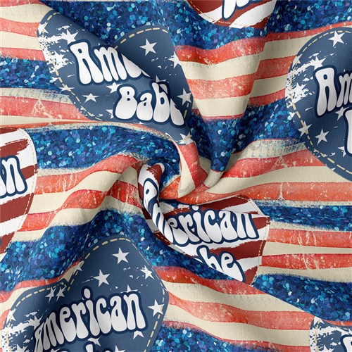 4th of July Patriotic Double Brushed Polyester Fabric Jersey Stretchy Soft Polyester Stretch Fabric