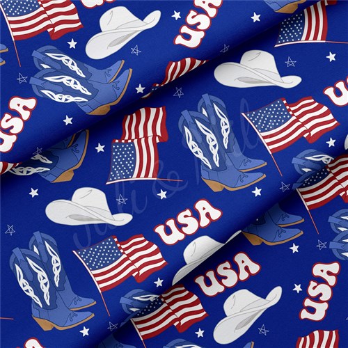 4th of July Patriotic Double Brushed Polyester Fabric Jersey Stretchy Soft Polyester Stretch Fabric