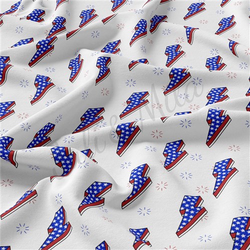 4th of July Patriotic Double Brushed Polyester Fabric Jersey Stretchy Soft Polyester Stretch Fabric