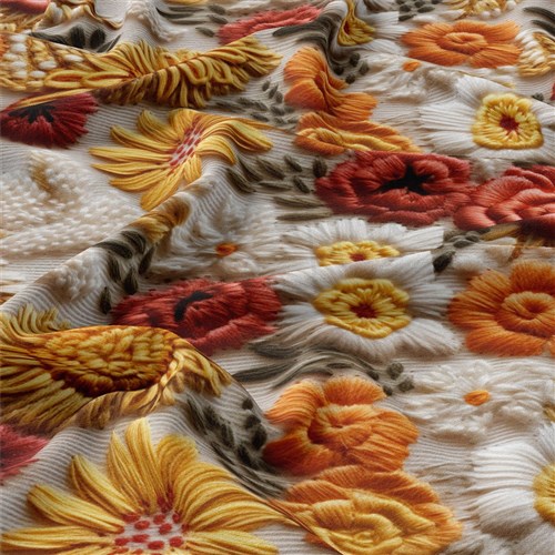 Embroidery Floral Double Brushed Polyester Fabric Jersey Stretchy Soft Polyester Stretch Fabric