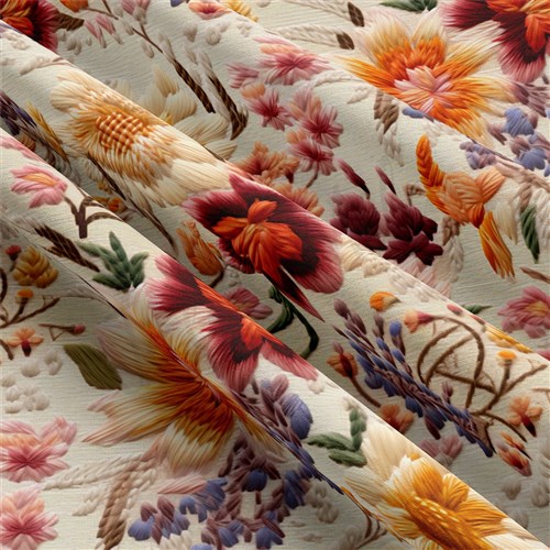 Embroidery Floral Double Brushed Polyester Fabric Jersey Stretchy Soft Polyester Stretch Fabric
