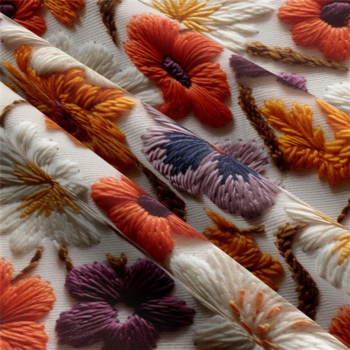 Embroidery Floral Double Brushed Polyester Fabric Jersey Stretchy Soft Polyester Stretch Fabric
