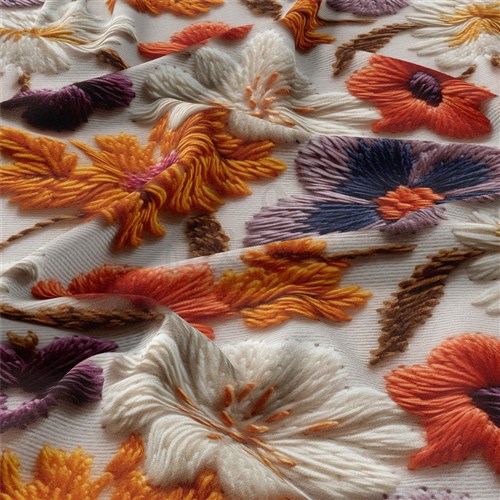 Embroidery Floral Double Brushed Polyester Fabric Jersey Stretchy Soft Polyester Stretch Fabric