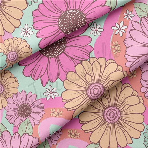 Floral Double Brushed Polyester Fabric Jersey Stretchy Soft Polyester Stretch Fabric