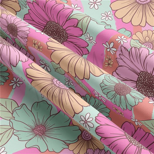 Floral Double Brushed Polyester Fabric Jersey Stretchy Soft Polyester Stretch Fabric