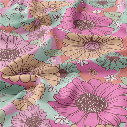 Floral Double Brushed Polyester Fabric Jersey Stretchy Soft Polyester Stretch Fabric