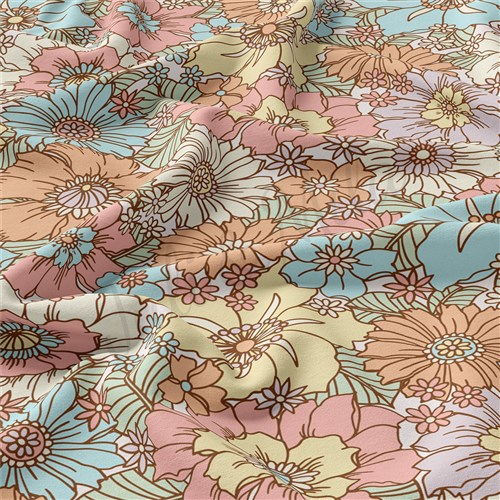 Floral Double Brushed Polyester Fabric Jersey Stretchy Soft Polyester Stretch Fabric