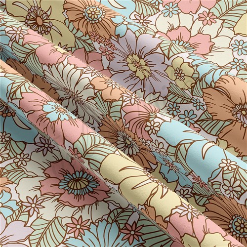 Floral Double Brushed Polyester Fabric Jersey Stretchy Soft Polyester Stretch Fabric