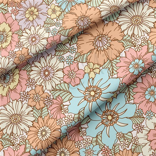 Floral Double Brushed Polyester Fabric Jersey Stretchy Soft Polyester Stretch Fabric