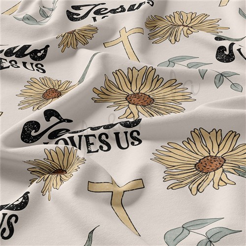 Jesus Loves Us Double Brushed Polyester Fabric Jersey Stretchy Soft Polyester Stretch Fabric