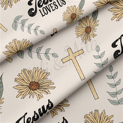 Jesus Loves Us Double Brushed Polyester Fabric Jersey Stretchy Soft Polyester Stretch Fabric