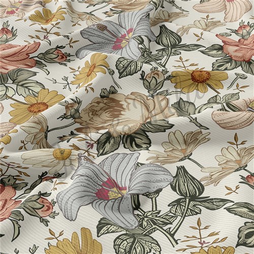 Ribbed Jersey Stretchy Polyester Fabric Floral12 & Get a Free $89.99 Embroidery Bundle