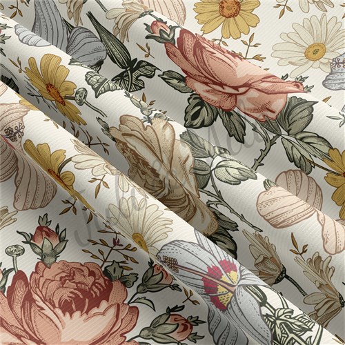 Ribbed Jersey Stretchy Polyester Fabric Floral12 & Get a Free $89.99 Embroidery Bundle