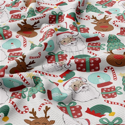 Christmas Printed Liverpool Bullet Textured Stretch Solid Strip Thick Knit Jersey Fabric