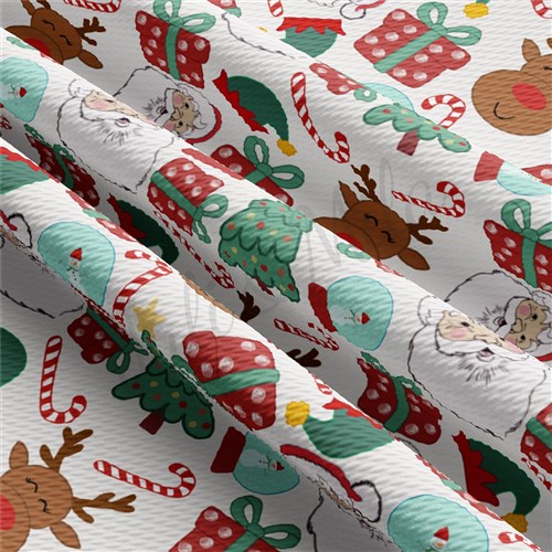 Christmas Printed Liverpool Bullet Textured Stretch Solid Strip Thick Knit Jersey Fabric