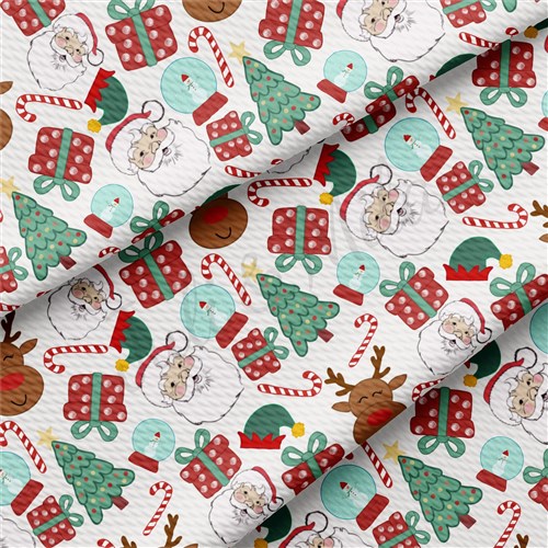 Christmas Printed Liverpool Bullet Textured Stretch Solid Strip Thick Knit Jersey Fabric