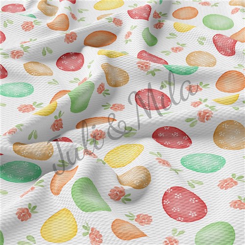 Easter Printed Liverpool Fabric Egg Bunny Pastel(E49) & Get a Free $89.99 Embroidery Bundle