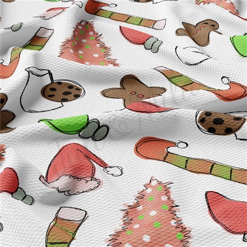 Christmas Printed Liverpool Bullet Textured Stretch Solid Strip Thick Knit Jersey Fabric
