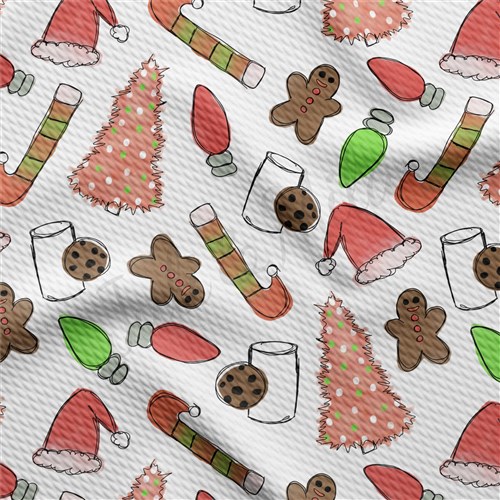 Christmas Printed Liverpool Bullet Textured Stretch Solid Strip Thick Knit Jersey Fabric