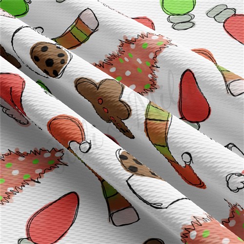 Christmas Printed Liverpool Bullet Textured Stretch Solid Strip Thick Knit Jersey Fabric