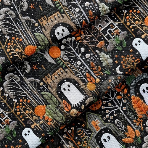 Autumn Fall Halloween Printed Liverpool Fabric AA1813 & Get a Free $89.99 Embroidery Bundle