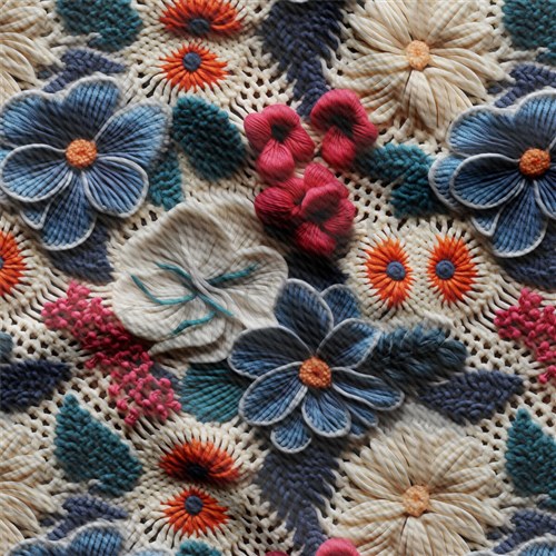Floral flowers Embroidery Liverpool Bullet Textured Stretch Solid Strip Thick Knit Jersey Fabric