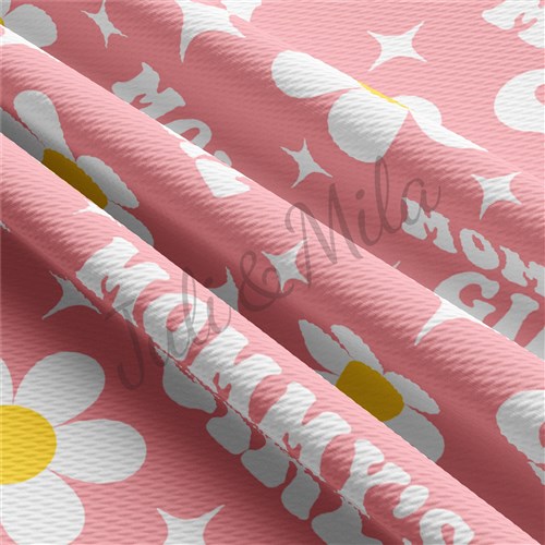 Mommy's Girl Printed Liverpool Bullet Textured Stretch Solid Strip Thick Knit Jersey Fabric