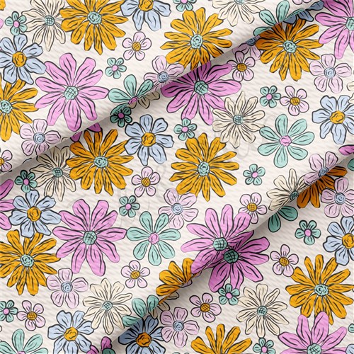 Floral Printed Liverpool 4 Way Fabric AA1499 & Get a Free $89.99 Embroidery Bundle