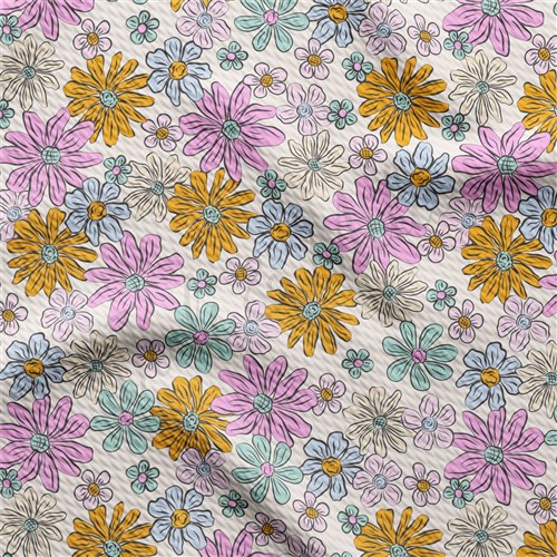 Floral Printed Liverpool 4 Way Fabric AA1499 & Get a Free $89.99 Embroidery Bundle