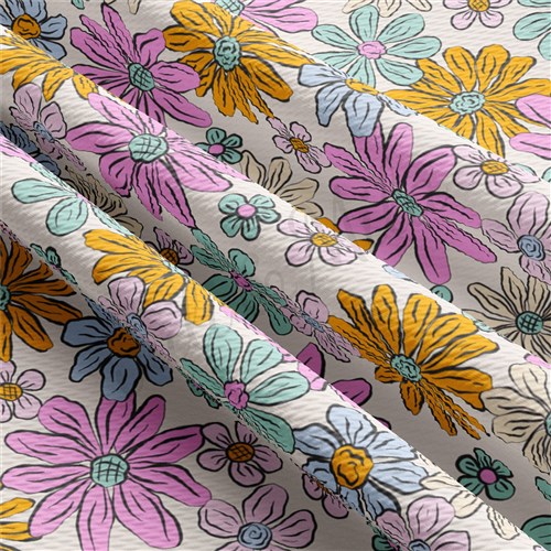 Floral Printed Liverpool 4 Way Fabric AA1499 & Get a Free $89.99 Embroidery Bundle