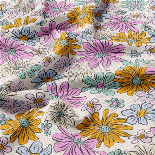 Floral Printed Liverpool 4 Way Fabric AA1499 & Get a Free $89.99 Embroidery Bundle