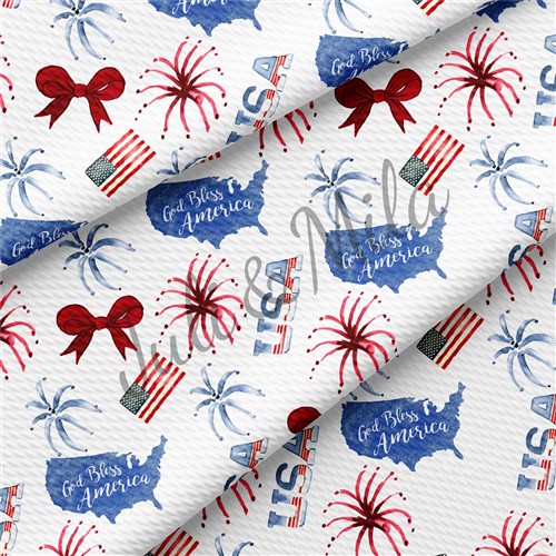 Patriotic 4th of July Printed Liverpool USA Flag (PT & Get a Free $89.99 Embroidery Bundle