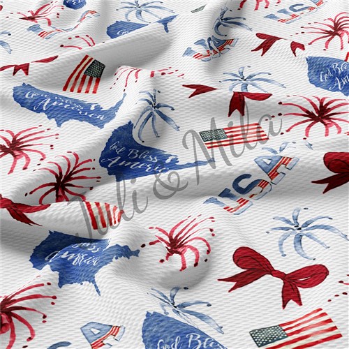 Patriotic 4th of July Printed Liverpool USA Flag (PT & Get a Free $89.99 Embroidery Bundle