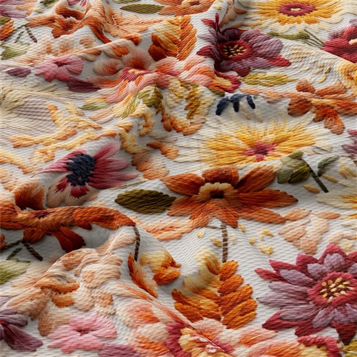 Floral Flowers Embroidery Liverpool Bullet Textured Stretch Solid Strip Thick Knit Jersey Fabric