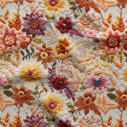 Floral Flowers Embroidery Liverpool Bullet Textured Stretch Solid Strip Thick Knit Jersey Fabric