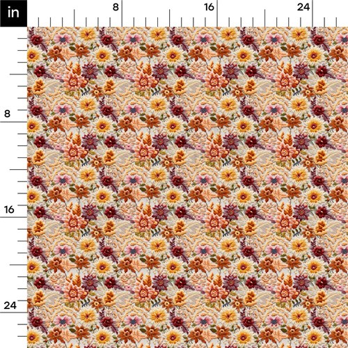 Floral Flowers Embroidery Liverpool Bullet Textured Stretch Solid Strip Thick Knit Jersey Fabric
