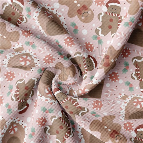 Gingerbread Pink Christmas Liverpool Bullet Textured Stretch Solid Strip Thick Knit Jersey Fabric