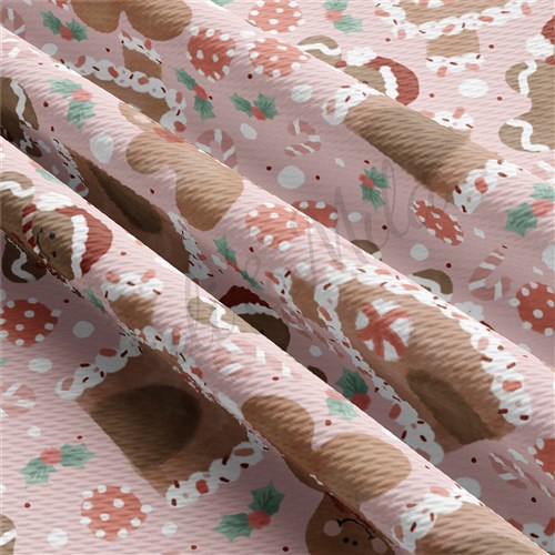 Gingerbread Pink Christmas Liverpool Bullet Textured Stretch Solid Strip Thick Knit Jersey Fabric