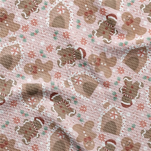 Gingerbread Pink Christmas Liverpool Bullet Textured Stretch Solid Strip Thick Knit Jersey Fabric
