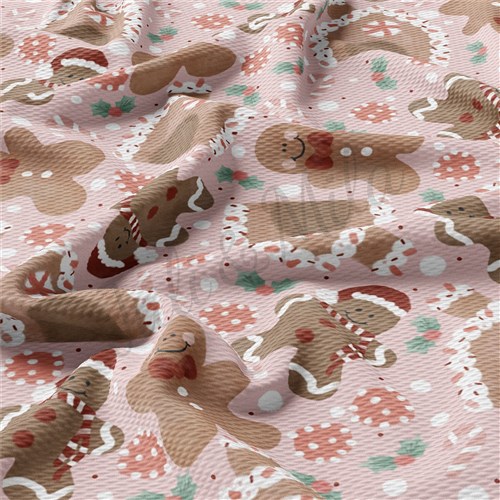 Gingerbread Pink Christmas Liverpool Bullet Textured Stretch Solid Strip Thick Knit Jersey Fabric