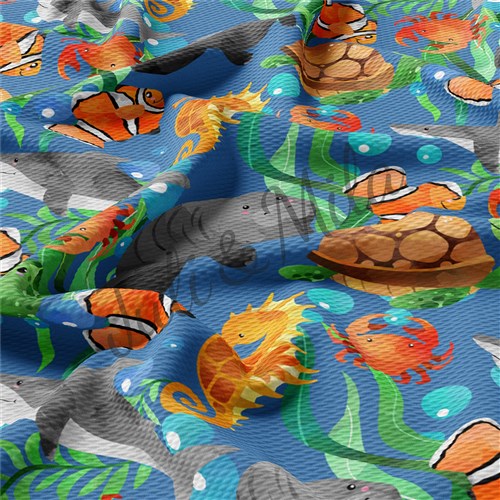Printed Liverpool Fabric seainhabitants2 & Get a Free $89.99 Embroidery Bundle