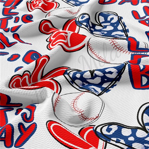Baseball Printed Liverpool Bullet Textured Stretch Solid Strip Thick Knit Jersey Fabric