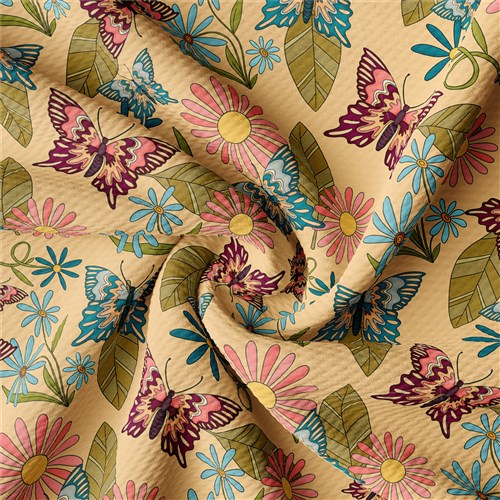 Retro Butterflies Smile Printed Liverpool Bullet Bow (Floral83) & Get a Free $89.99 Embroidery Bundle
