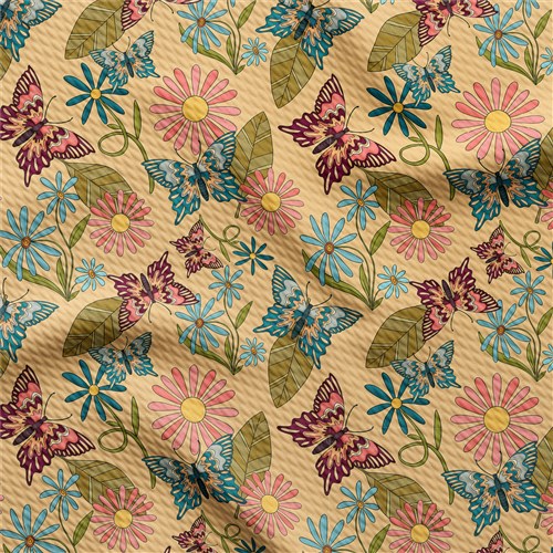 Retro Butterflies Smile Printed Liverpool Bullet Bow (Floral83) & Get a Free $89.99 Embroidery Bundle